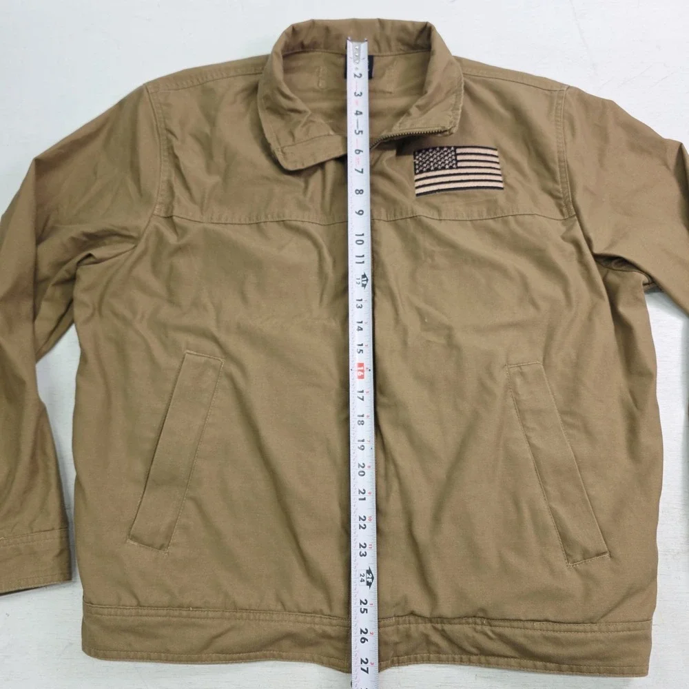 Rothco Lightweight Concealed Carry Jacket Multi Pocket Coyote‎ Tan USA Flag Sz M
